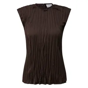 Women’s Pleated Sleeveless Blouse with High Round Neck COMMA image-0