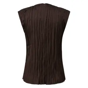 Women’s Pleated Sleeveless Blouse with High Round Neck COMMA image-1