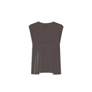 Women’s Pleated Sleeveless Blouse with High Round Neck COMMA image-6