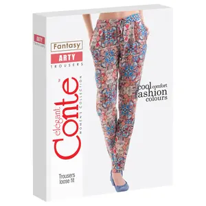 Women's Printed Fabric Trousers Conte Elegant Arty image-0