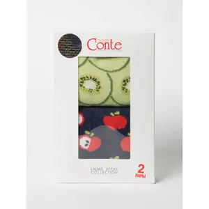 Cotton Fruit Pattern Socks in a Box Women's Brand Conte Elegant (2 pairs) image-1