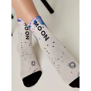 Thick Socks with Black Toe and Moon Pattern Women Conte Elegant Fantasy image-4
