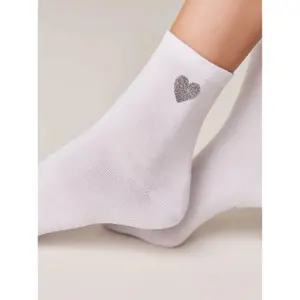 Cotton Socks with Glitter Heart Pattern for Women Conte Elegant image-3