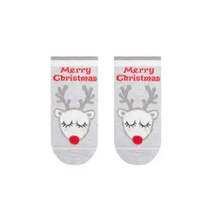 Chaussettes curtas Ano Novo com lurex, strass e pompom para bebé Conte Kids « Rudolph »