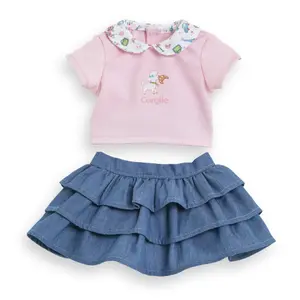 Weekend in Paris T-shirt and frilled skirt for doll Corolle 36 cm image-0
