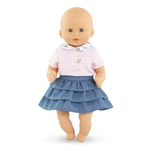Weekend in Paris T-shirt and frilled skirt for doll Corolle 36 cm image-1