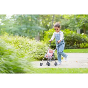 Pink cane stroller for baby Corolle image-5