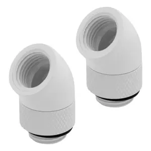 Pack of 2 fittings for liquid cooling system Corsair Hydro X Series XF Embout 45° rotatif – Blanc image-0