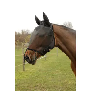 Horse fly mask with ear protection and nostril fringe Covalliero image-1
