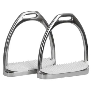 Stainless steel riding stirrups in pairs with tread Covalliero image-1