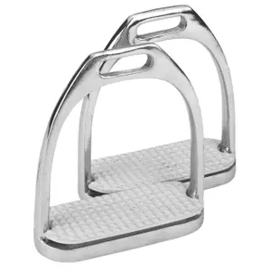 Stainless steel riding stirrups in pairs with tread Covalliero image-0
