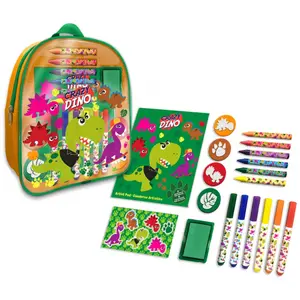 Backpack + 18 piece stationery set for kids Crazy Dino image-0