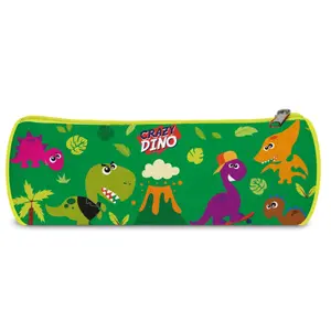 Round pencil case for children Crazy Dino image-0