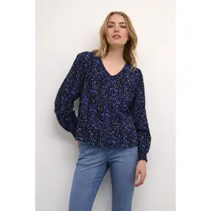 Damesblouse met lange mouwen Cream Tiah image-1
