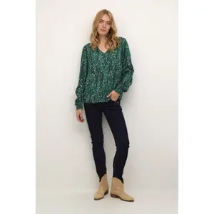 Damesblouse met lange mouwen Cream Tiah image-2