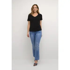 T-shirt feminina com decote em V profundo Cream Naia image-2