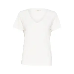 T-shirt feminina com decote em V profundo Cream Naia image-0