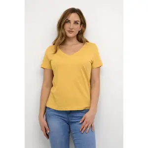 T-shirt da donna con scollo a V profondo Cream Naia image-1