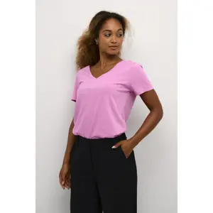 T-shirt feminina com decote em V profundo Cream Naia image-1