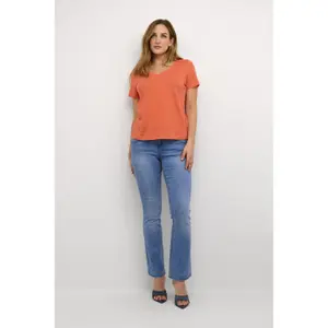T-shirt da donna con scollo a V profondo Cream Naia image-2