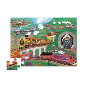 Maxi 36-piece puzzle Crocodile Creek Les trains (foil stamped) image-1