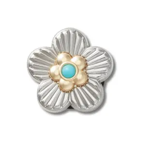 Jibbitz Crocs Silver Turquoise Flower image-0