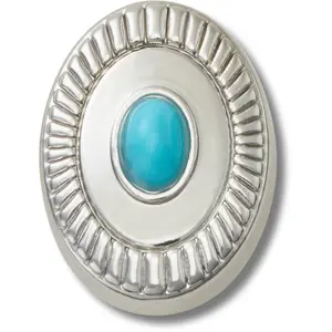 Jibbitz Crocs Silver Turquoise Emblem image-0