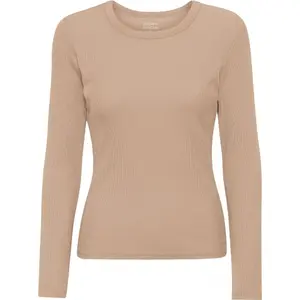 Women's long sleeve ribbed T-shirt Colorful Standard Organic honey beige image-0