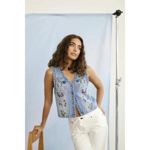 Sleeveless denim jacket for women CULTURE Aniceta image-6