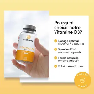 Complemento alimenticio de vitamina D3 - 120 cápsulas Nutrivita image-2