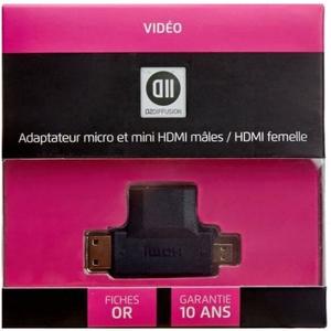 Adaptateur HDMI micro mâle type d et mini mâle type c vers hdmi femelle D2 Diffusion