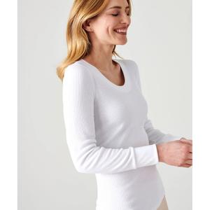 T-shirt manches longues thermolactyl col rond dégagé, côtes molletonnées femme Damart image-2