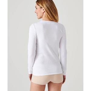 T-shirt manches longues thermolactyl col rond dégagé, côtes molletonnées femme Damart image-1