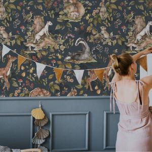 Babytapete Dekornik Cute Forest Animals Dark image-1