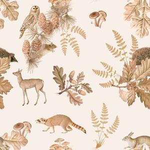 deko-tap-197-baby-behang-dekornik-autumn-forest-with-animals-beige-bruin-280x100-cm