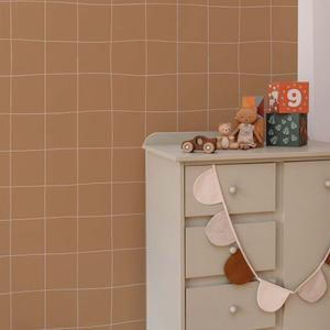 deko-tap-235-eenvoudig-voorbeeld-baby-behang-dekornik-irregular-check-pattern-cinnamon-beige-bruin-280x50-cm