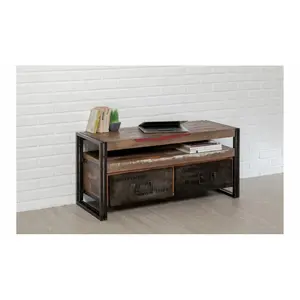 1-shelf, 2-drawer reclaimed teak tv stand Delorm Loft image-1