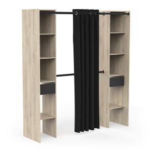 182101-etagere-2-colonnes-plus-2-tirroirs-demeyere-diego-kronberg-oak-matt-black-182x200x50-cm