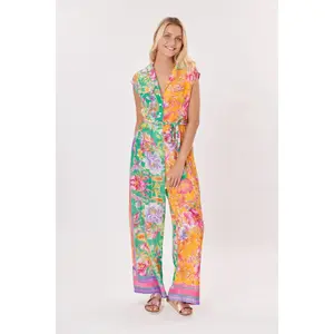 Bedruckter Overall mit V-Ausschnitt für Damen Derhy India image-1
