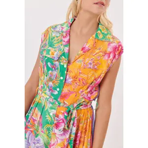 Bedruckter Overall mit V-Ausschnitt für Damen Derhy India image-4