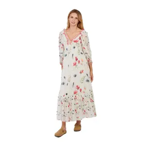 Lange Blumenkleid Damen Derhy Patriote image-0