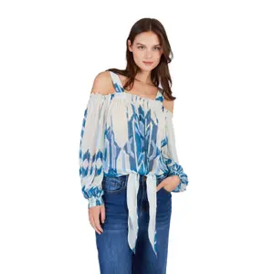 Off-the-shoulder Printed Blouse Women's Derhy Lagune image-0