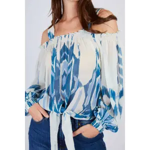 Off-the-shoulder Printed Blouse Women's Derhy Lagune image-1