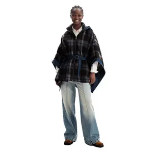 Rutig Poncho med Bälte Dam Desigual image-1