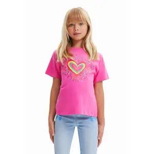 Girl's glitter heart t-shirt Desigual image-0
