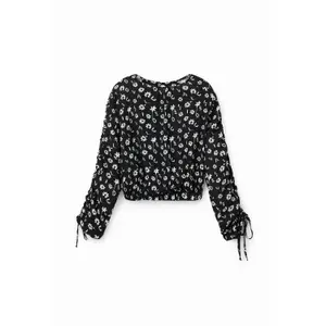 T-shirt court froncé fleurs femme Desigual image-0