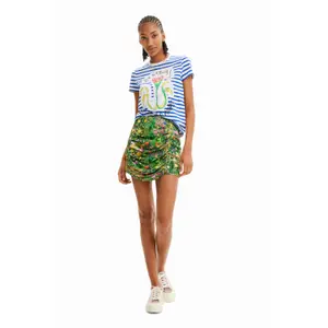 T-shirt med blommiga ränder för kvinnor Desigual image-1