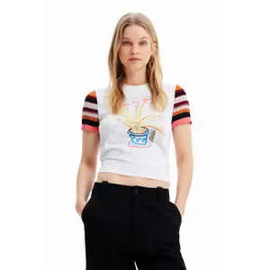 Strikket T-shirt med striber til kvinder Desigual image-2
