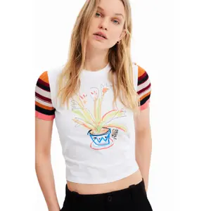 Strikket T-shirt med striber til kvinder Desigual image-3