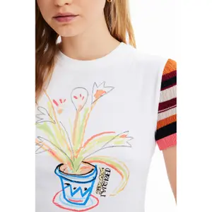 Strikket T-shirt med striber til kvinder Desigual image-5